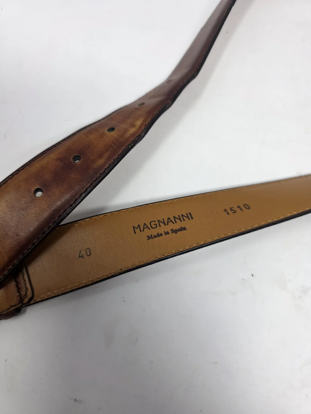 Magnanni Men’s Brown Leather Belt Size 40 Made in Spain Cognac Dress Belt